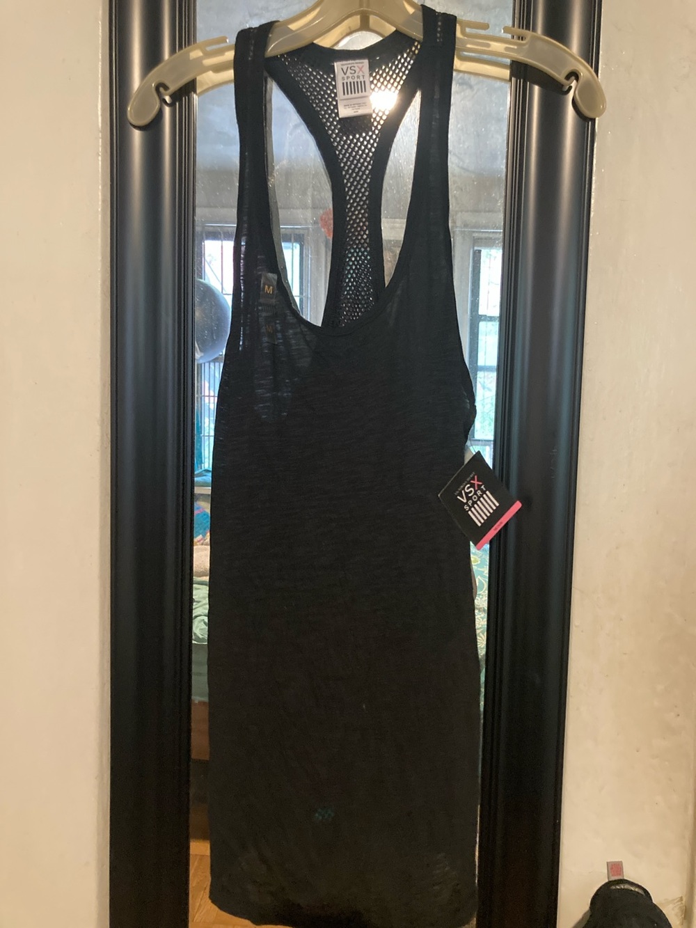 NWT Victoria's Secret Sport VSX Black Mesh Racerback Tank size M
